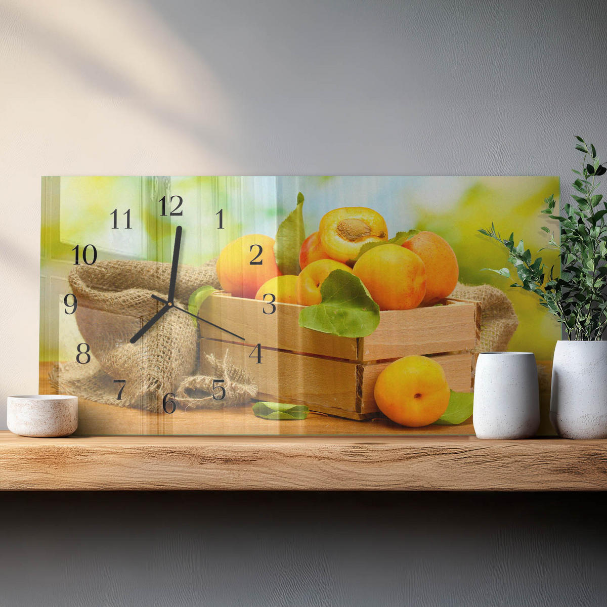 WANDUHR 60x30 cm - Abstrakte Kunst - Gelb, Glas (60/30/0.4cm) - TULUP