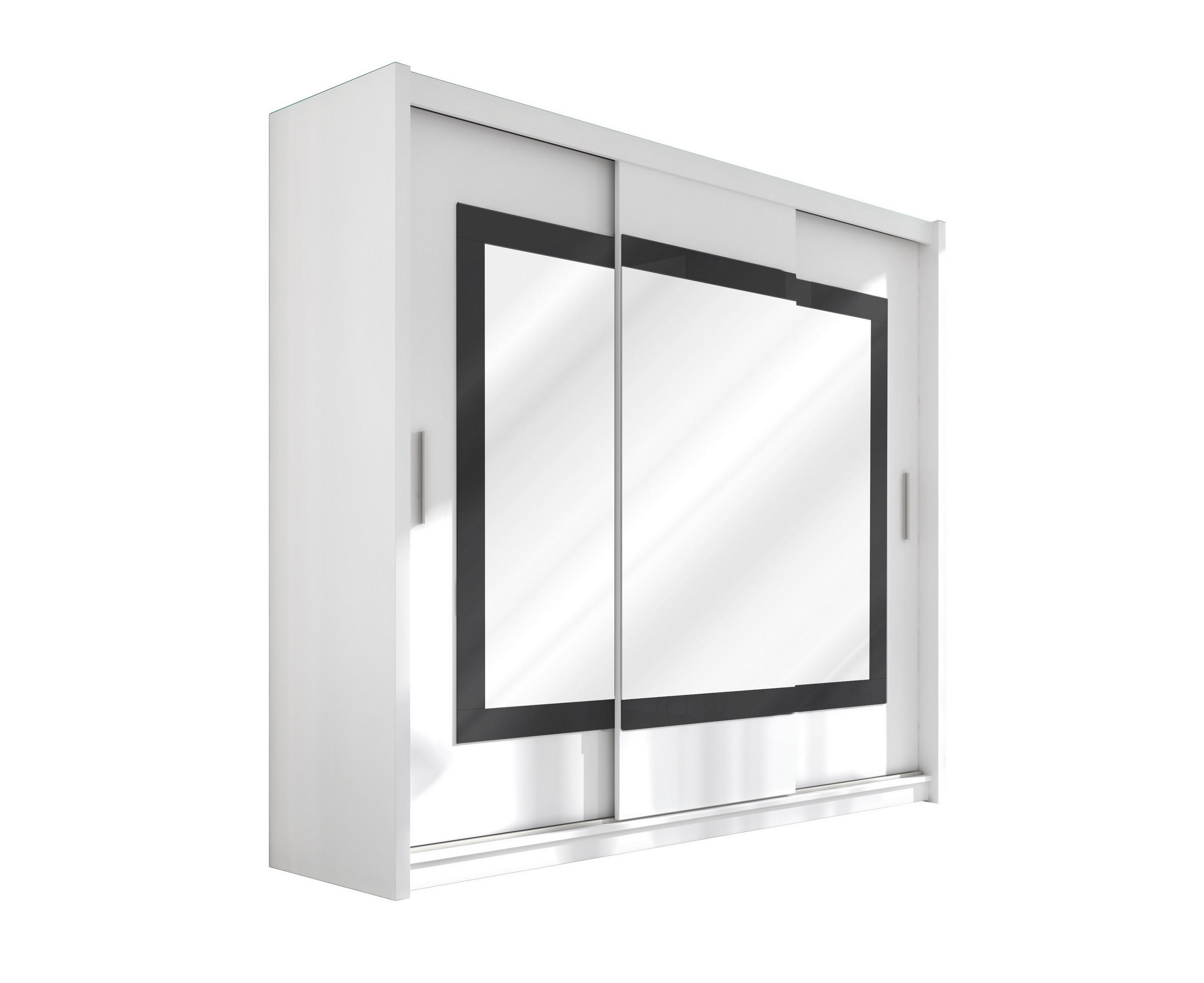 SCHWEBETÜRENSCHRANK KENNEN 250/215/61 cm 3-türig mit Spiegel Weiß - Weiß, Holzwerkstoff (250/215/61cm) - MASSENO