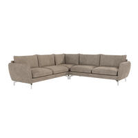ECKSOFA Elou Dunkelbeige Microfaser - Chromfarben/Beige, Holz/Textil (276/276cm) - S-Style Möbel