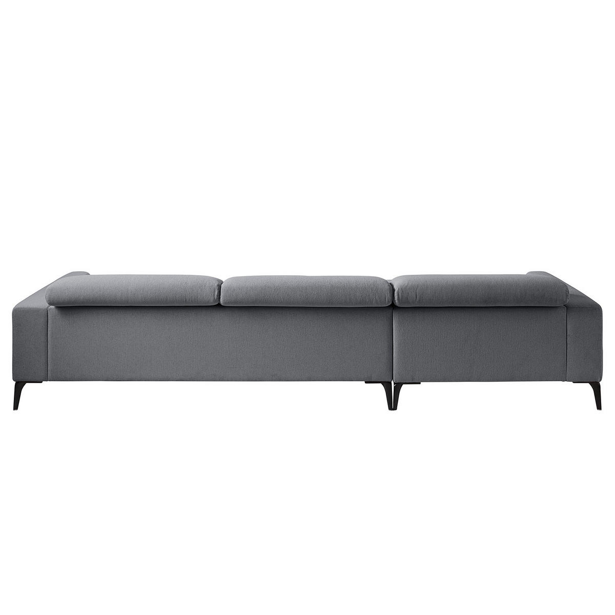 ECKSOFA mit Longchair - Schwarz/Grau, Textil/Metall (328/180cm) - home24