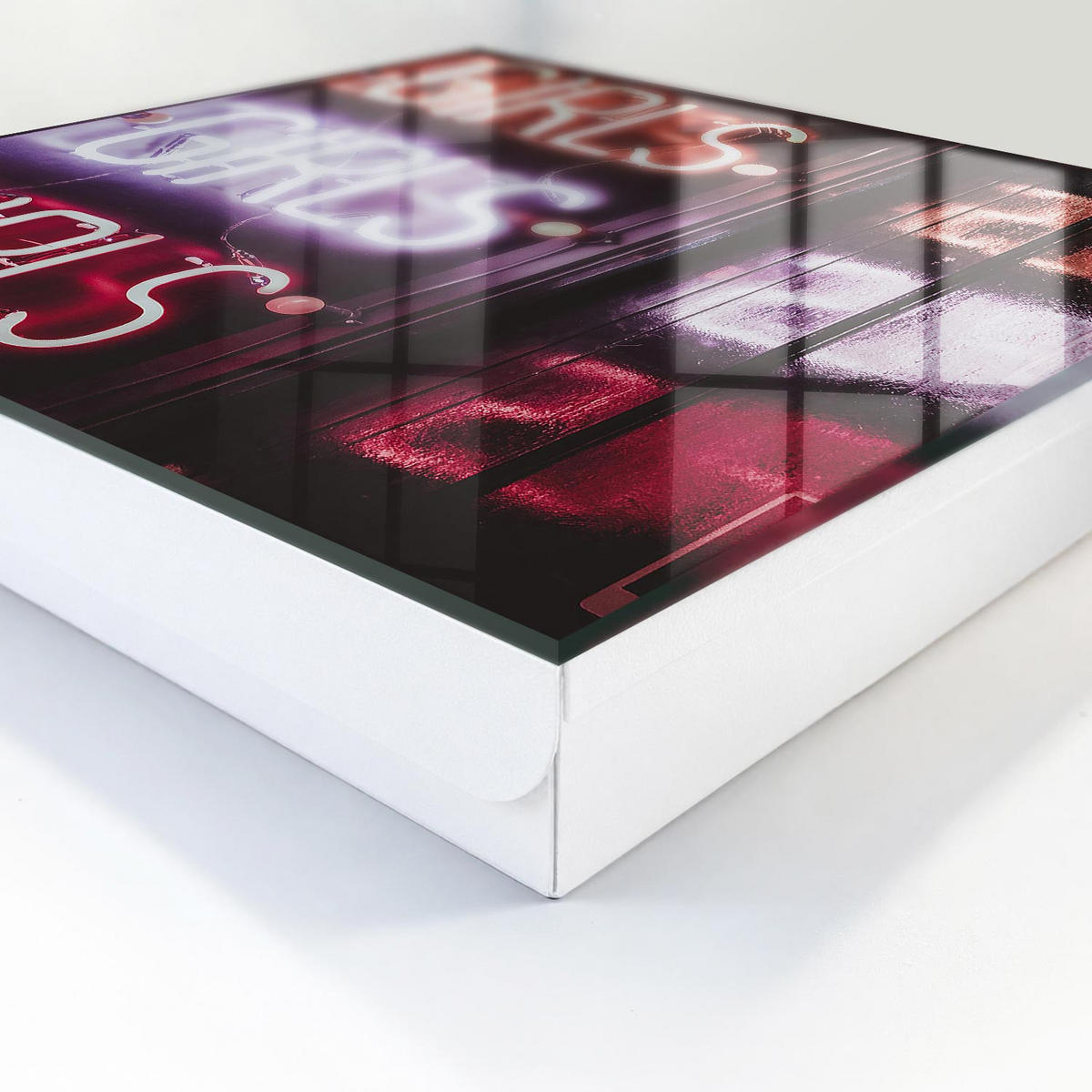 SCHLÜSSELBOX Weiß 30x30 cm – Türöffnung nach rechts - Neoninschrift - Lila, Metall (30/30/5cm) - TULUP