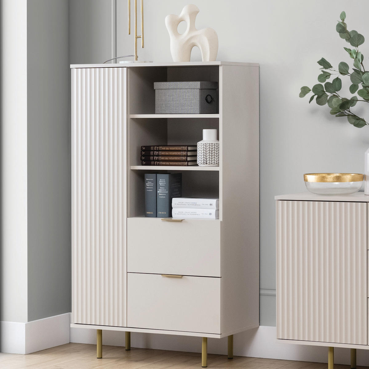 BÜCHEREGAL Bianco Kaschmir - Kaschmir, Holzwerkstoff (80/190/41cm) - Bettso