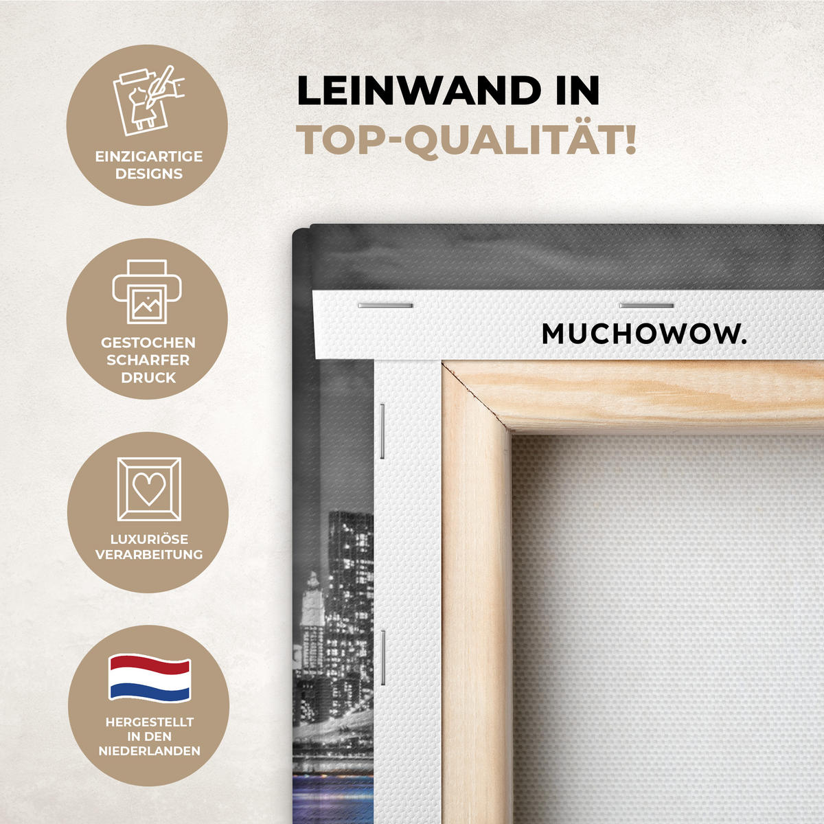 LEINWANDBILD New York - Skyline - Stadt - Blau Wandbild 40x30 cm - Blaugrau, Textil (40/30cm) - MuchoWow