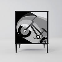 SIDEBOARD BIKE ENERGY, Schwarz, 57,5x42x72,5 cm, Schwarze Metallfüße - Multicolor/Schwarz, Holzwerkstoff/Metall (57.5/72.5/42cm) - SpaceRebels