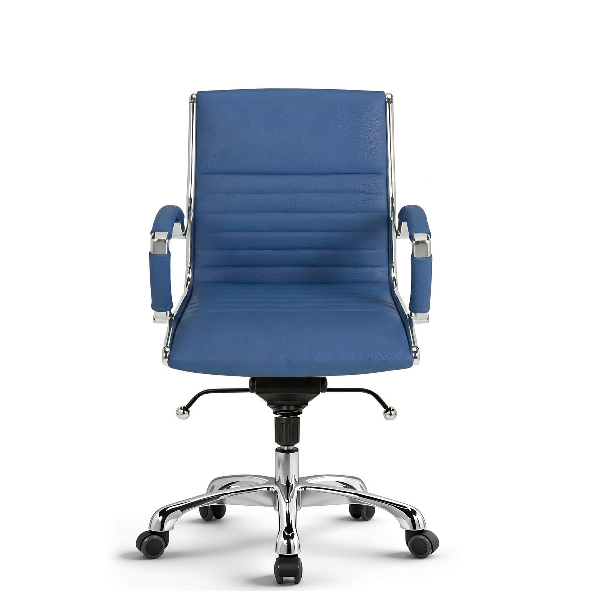 DREHSTUHL Montreal Echtleder Blau – ergonomisch, 150 kg belastbar, Sitzhöhe 46-54cm - Blau, Leder/Metall (60/97/60cm) - Versee
