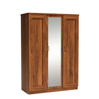 DREHTÜRENSCHRANK UDINE 135/190/57 cm 3-türig mit Spiegel Braun - Braun, Holzwerkstoff (135/190/57cm) - MASSENO