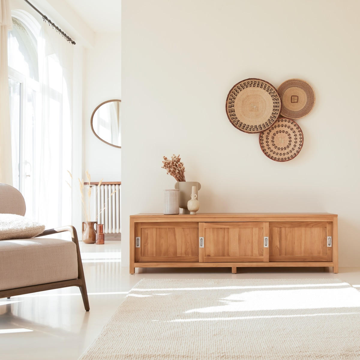 TV-SCHRANK Coffee Tek Natur aus Teak - Naturfarben, Holz (180/50/50cm) - Tikamoon