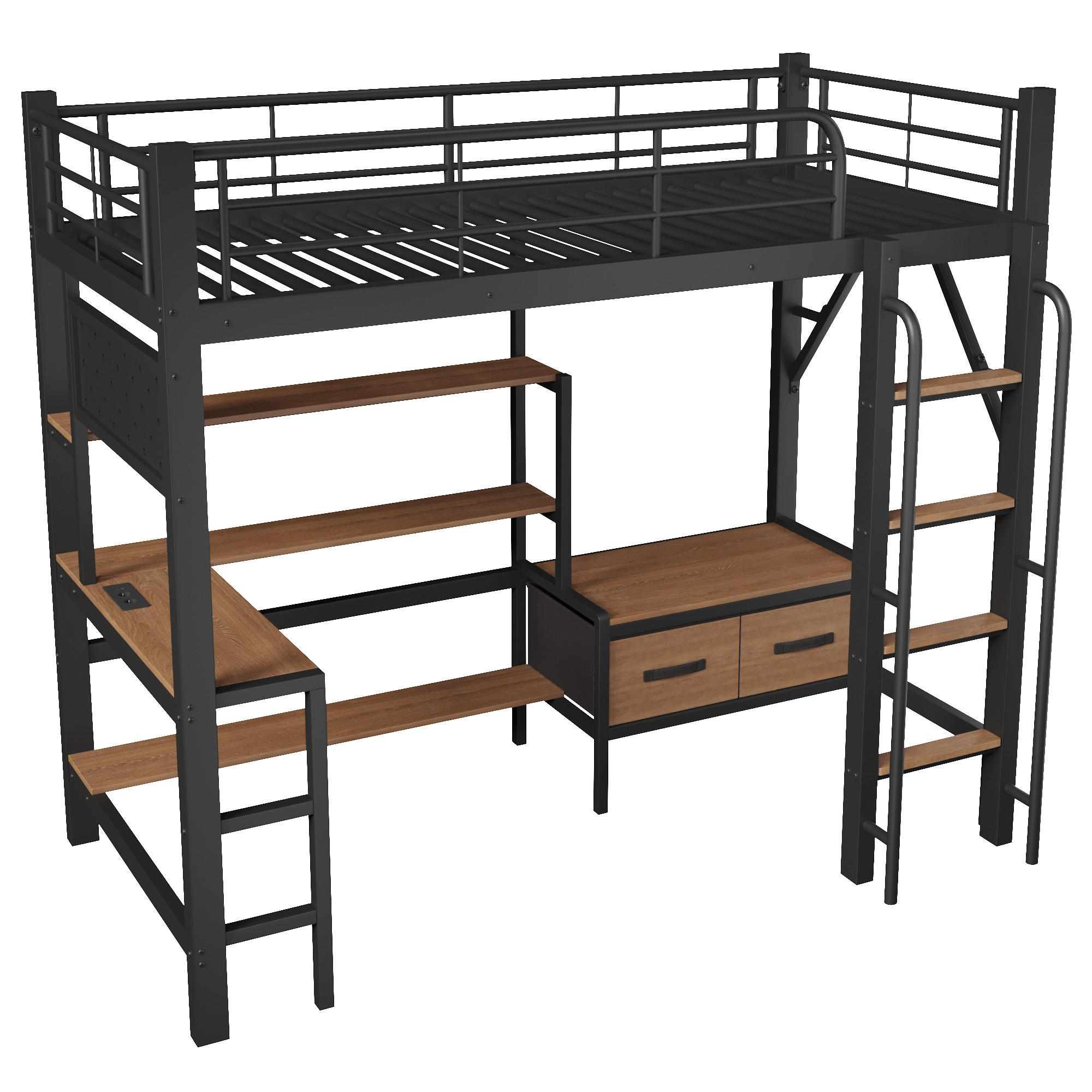ComfortXL Hochbett Schwarz 90x200 cm