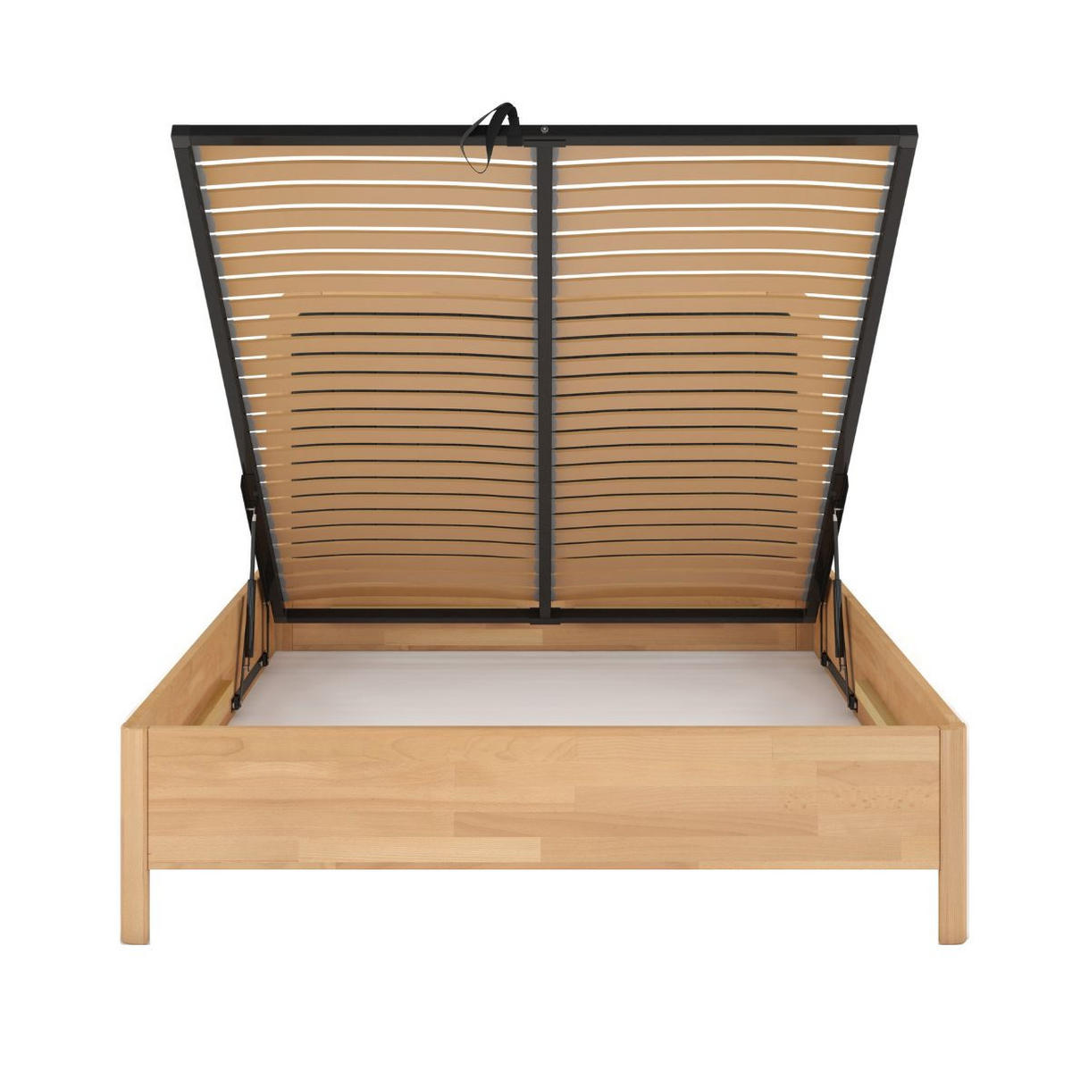 MASSIVHOLZBETT Modena mit Lattenrost und Bettkasten, Buche - lackiert, Naturfarben/Schwarz, 180x200 - Buchefarben/Schwarz, Holz/Buchenholz (180/200cm) - Visby