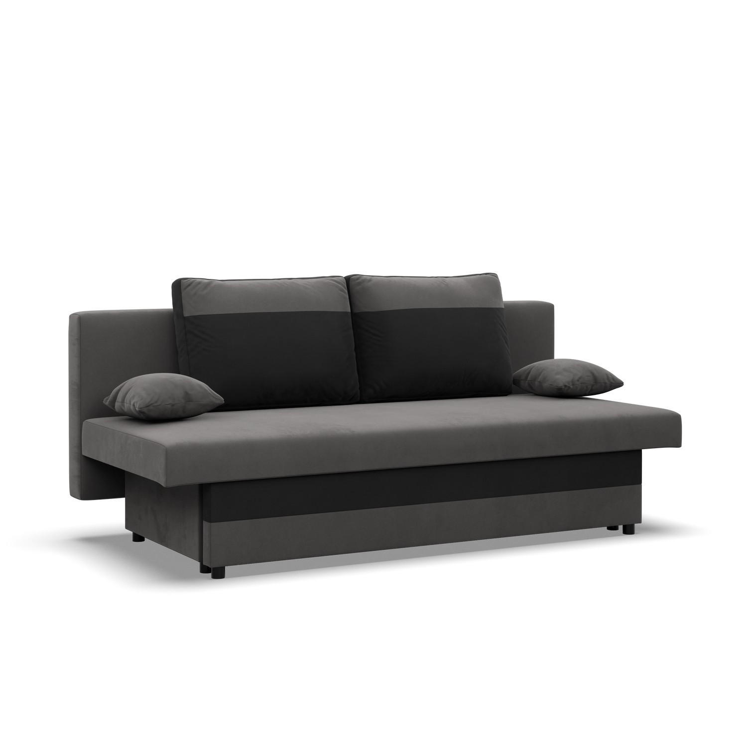 SOFA 3-SITZER MIT SCHLAFFUNKTION NOLA Grau/Schwarz - Schwarz/Grau, Textil (86/85/191cm) - Mebligo