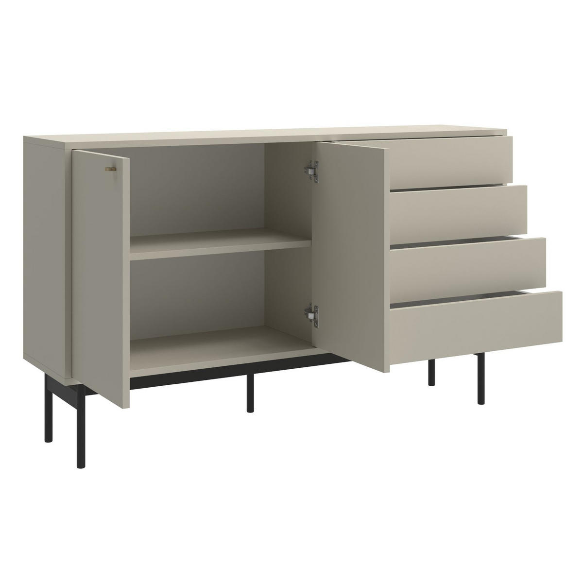 SIDEBOARD Olar Greige 154 cm - Kaschmir/Goldfarben, Holzwerkstoff/Metall (154/92.5/38cm) - Selsey