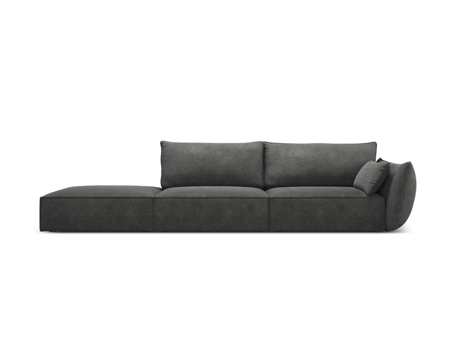 LINKES-SOFA Kaelle aus Chenille-Stoff dunkelgrau 4 Sitzplätze - Dunkelgrau, Textil (110/85/264cm) - Micadoni