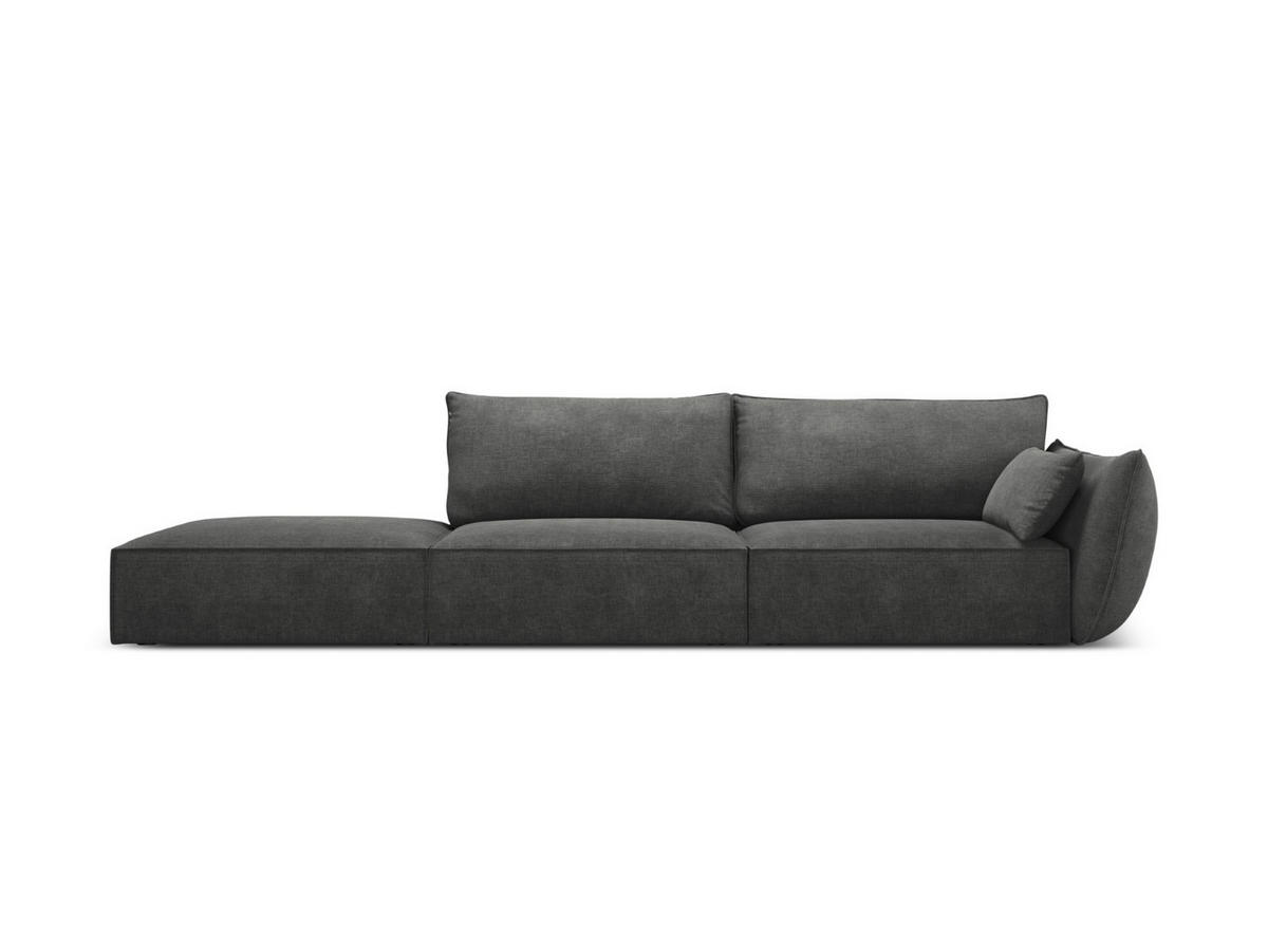 LINKES-SOFA Kaelle aus Chenille-Stoff dunkelgrau 4 Sitzplätze - Dunkelgrau, Textil (110/85/264cm) - Micadoni