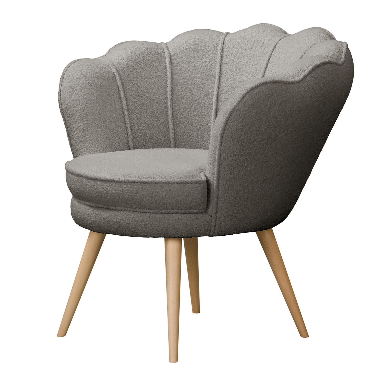 SESSEL - Bouclé, Füße Hell - Dunkelgrau/Beige, Birkenholz/Textil (75/74/75cm) - home24