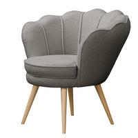 SESSEL - Bouclé, Füße Hell - Dunkelgrau/Beige, Birkenholz/Textil (75/74/75cm) - home24