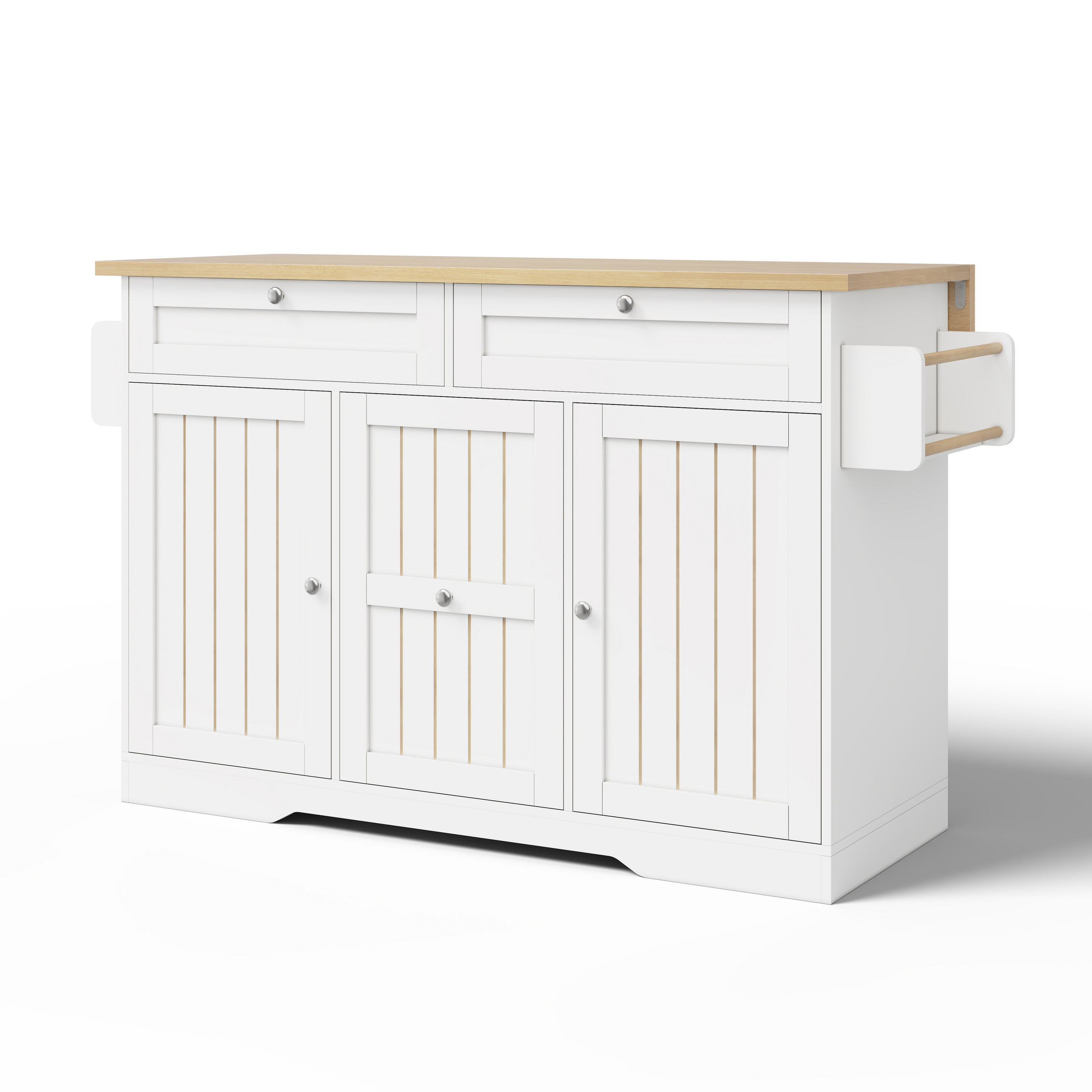 KÜCHENINSEL DE-41379 120/45-70/92 cm, klappbare Arbeitsplatte, Rollen Weiß - Weiß, Holzwerkstoff (120/92/70cm) - ComfortXL