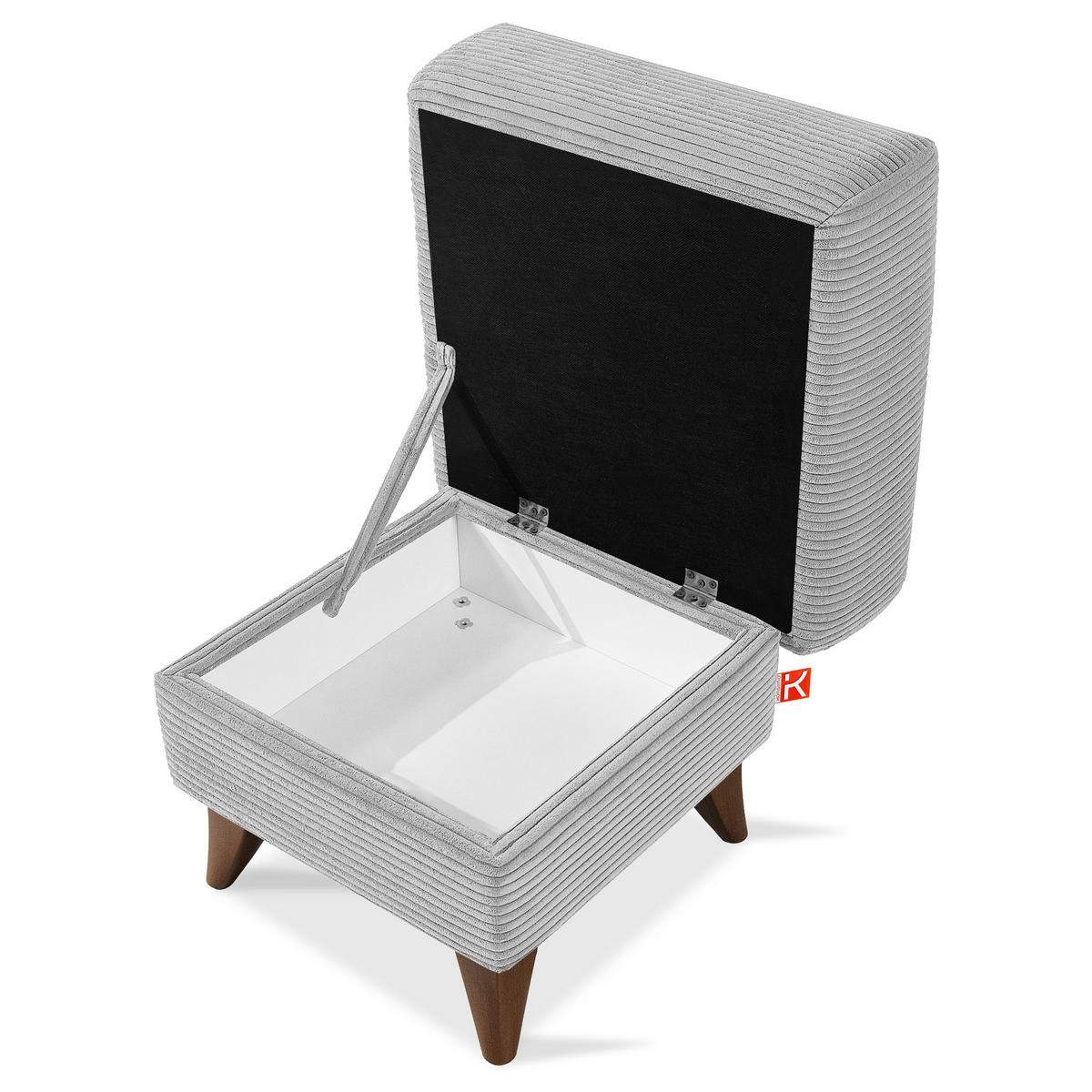 FUẞSTÜTZE GUSTAVO II, Hellgrau - Hellgrau/Braun, Holz/Holzwerkstoff (53/49/53cm) - KONSIMO®