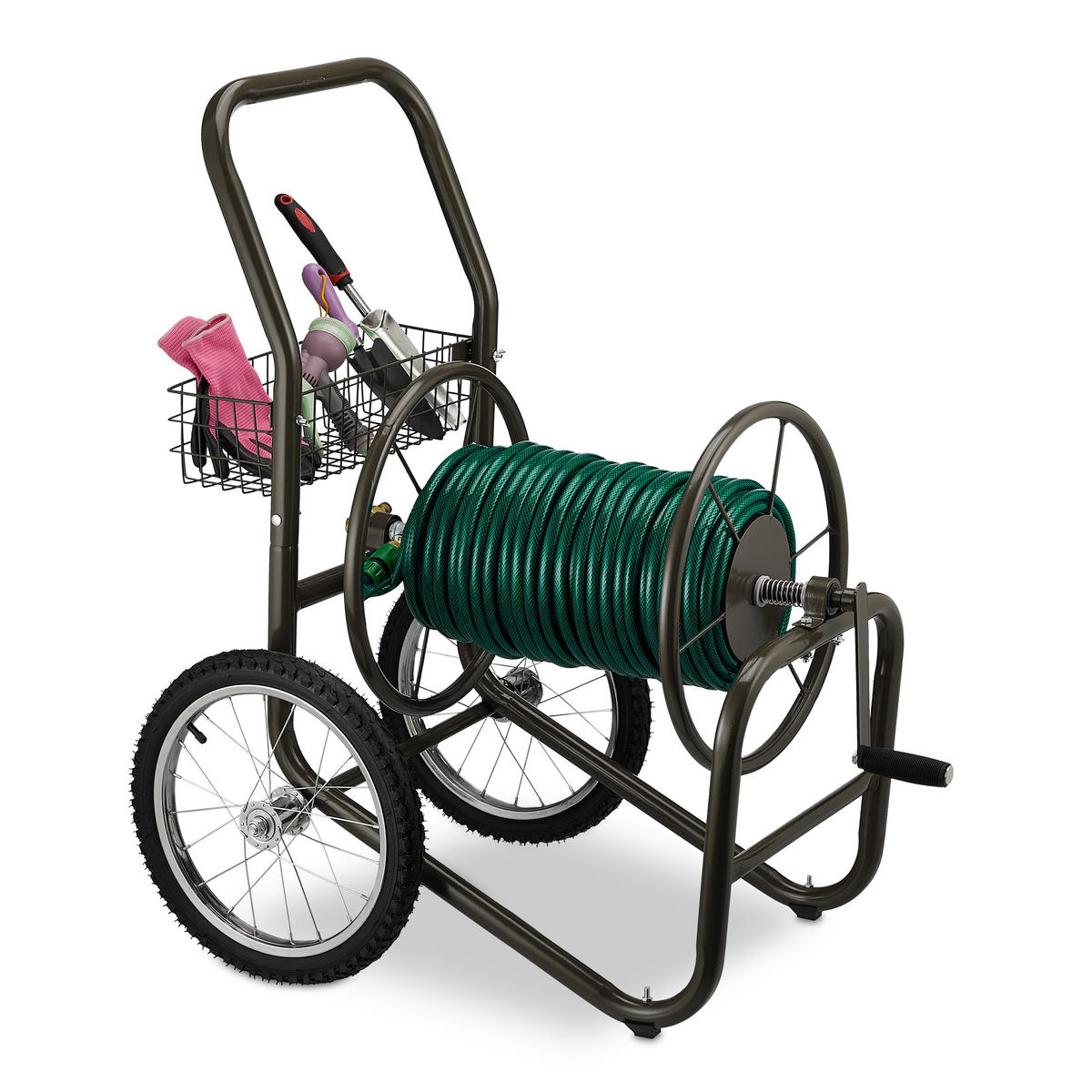 SCHLAUCHWAGEN - Braun, Kunststoff/Metall (58/100/88cm) - Relaxdays