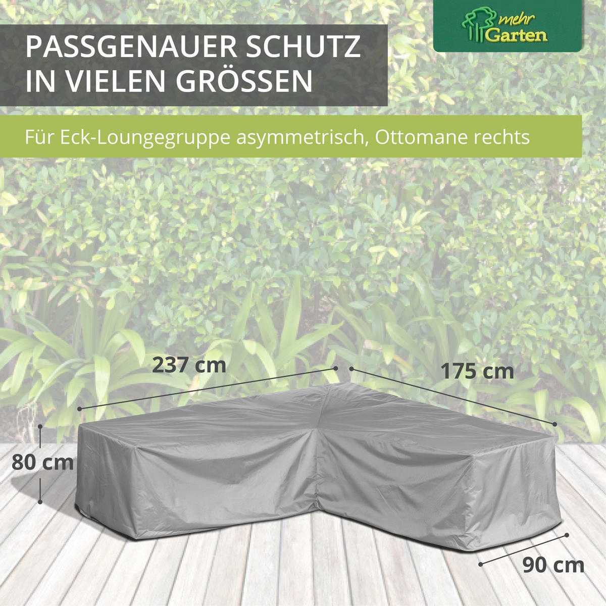 LOUNGEGRUPPEN L-Form asymmetrisch SHP-60094 - Grau, Kunststoff (237/80/175cm) - mehr Garten
