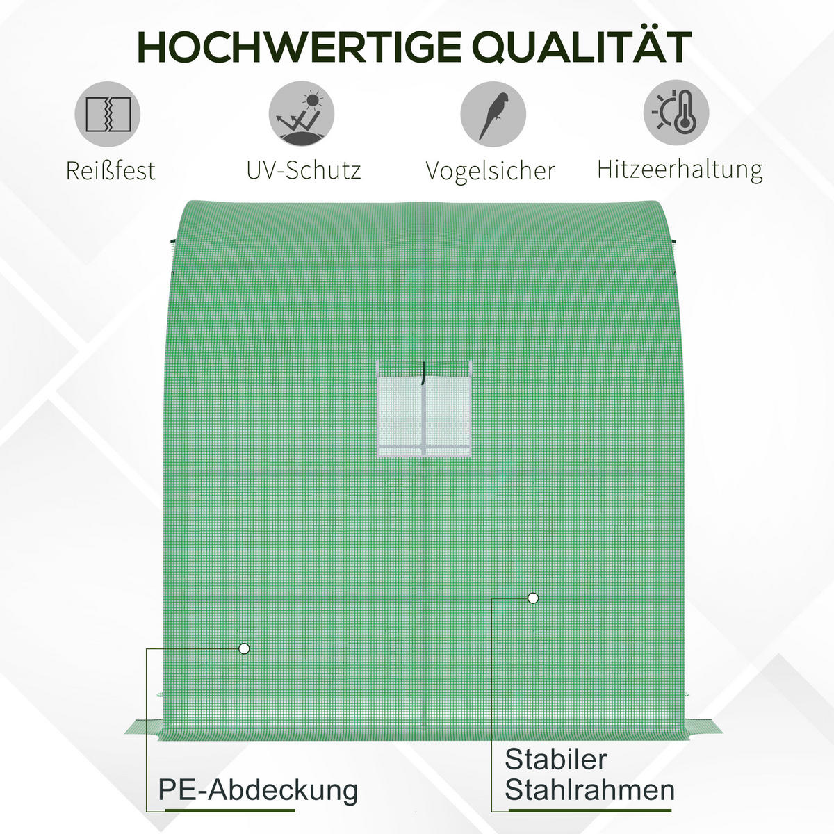 FOLIENGEWÄCHSHAUS, Grün, Stahl, PE - Grün, Kunststoff (100/215/200cm) - Outsunny