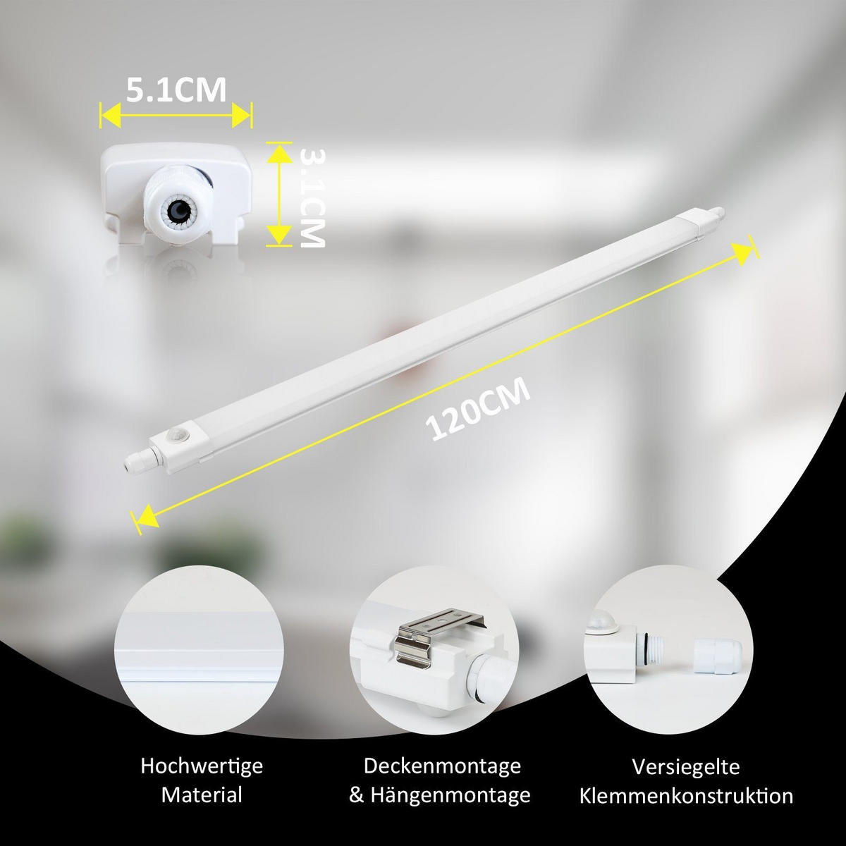 LED-DECKENLEUCHTE 120/5.1/3.1 cm - Weiß, Kunststoff (120/5.1/3.1cm) - Nettlife