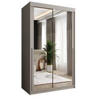 SCHIEBETÜRENSCHRANK mit Spiegel 120 cm Breite Kaschmirmit silbernem Griff - Kaschmir/Silberfarben, Holzwerkstoff (120/200/62cm) - Home Collective