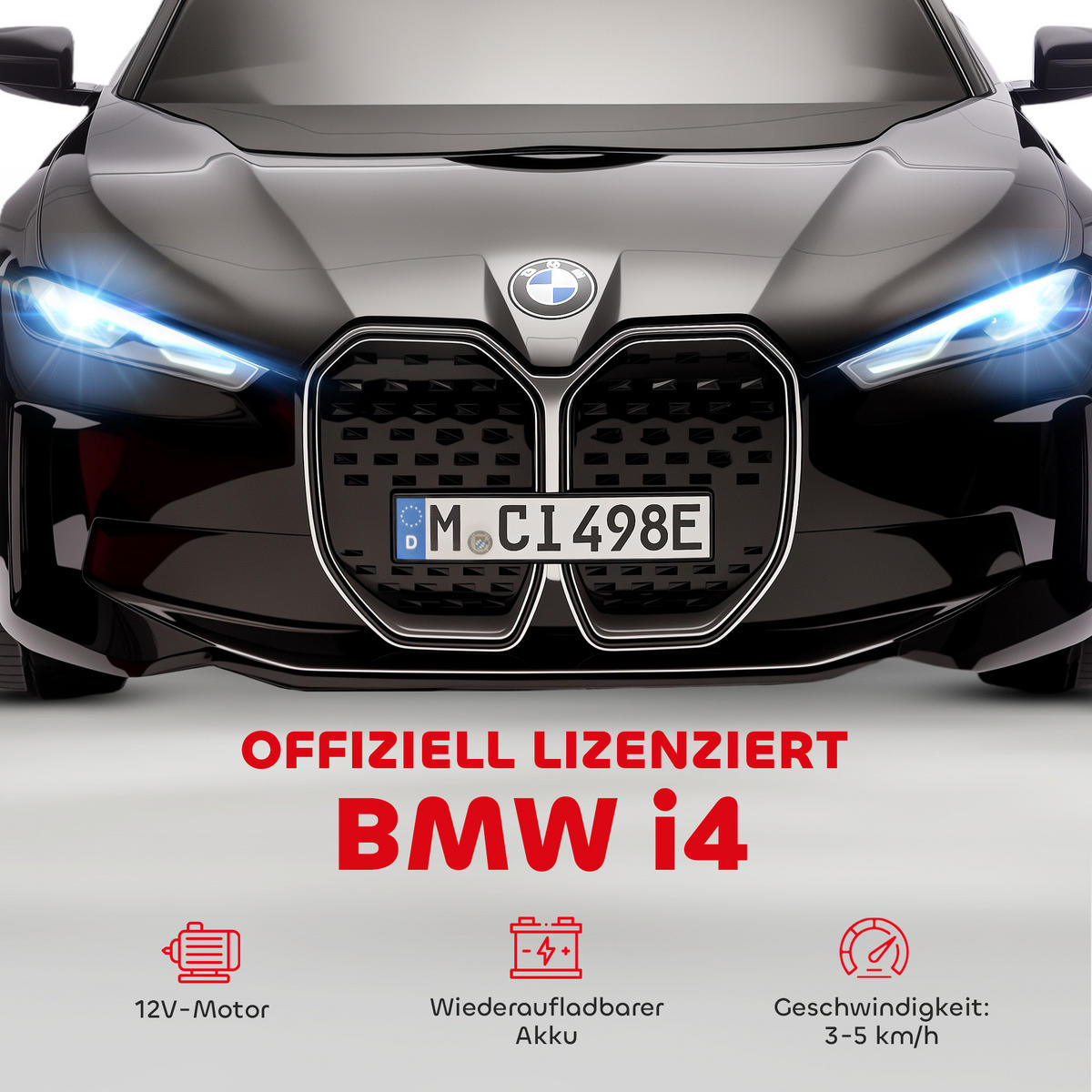 KINDERAUTO DE-06244 aufladbar mit Fernbedienung und Multimedia-Player Schwarz - Schwarz, Kunststoff/Metall (115/67/45cm) - ComfortXL