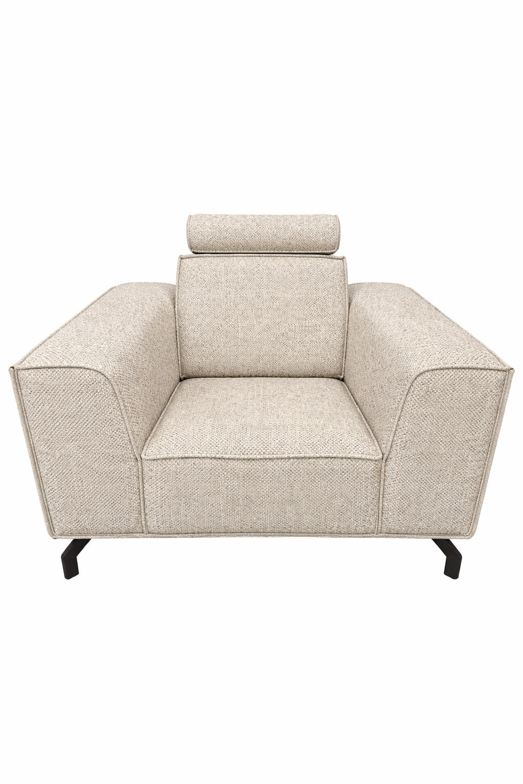 POLSTERSESSEL Selena - Beige, Verstellbare Kopfstützen und Metall Füßen - Beige/Schwarz, Kunststoff/Textil (109/90/95cm) - KS Home Concept