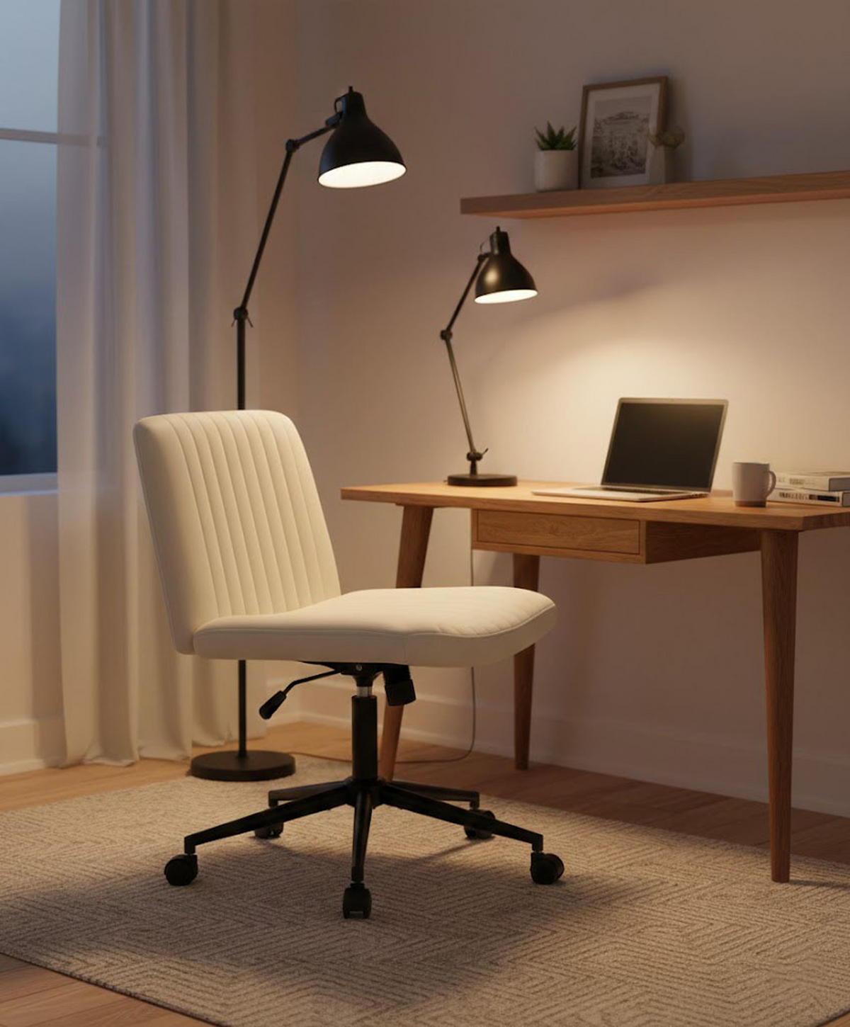 BÜROSTUHL Lynox Samt creme - Creme/Schwarz, Metall (62/98/65cm) - TPFLiving