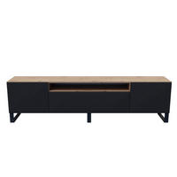 TV-SCHRANK Schwarz Nikol Metallbeine Gefräste Fronten - Schwarz/Eiche Artisan, Holzwerkstoff (200/53/41cm) - Sepro Meble