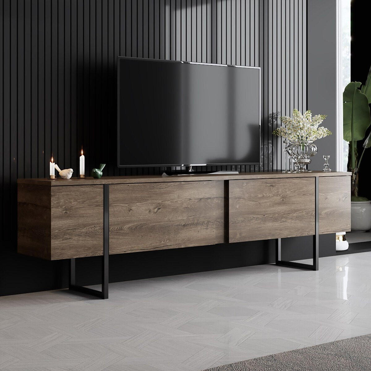 TV-MÖBEL mit 2 Klapptüren Luxe 180/30/50 cm - Braun, Holzwerkstoff (180/50/30cm) - Calicosy