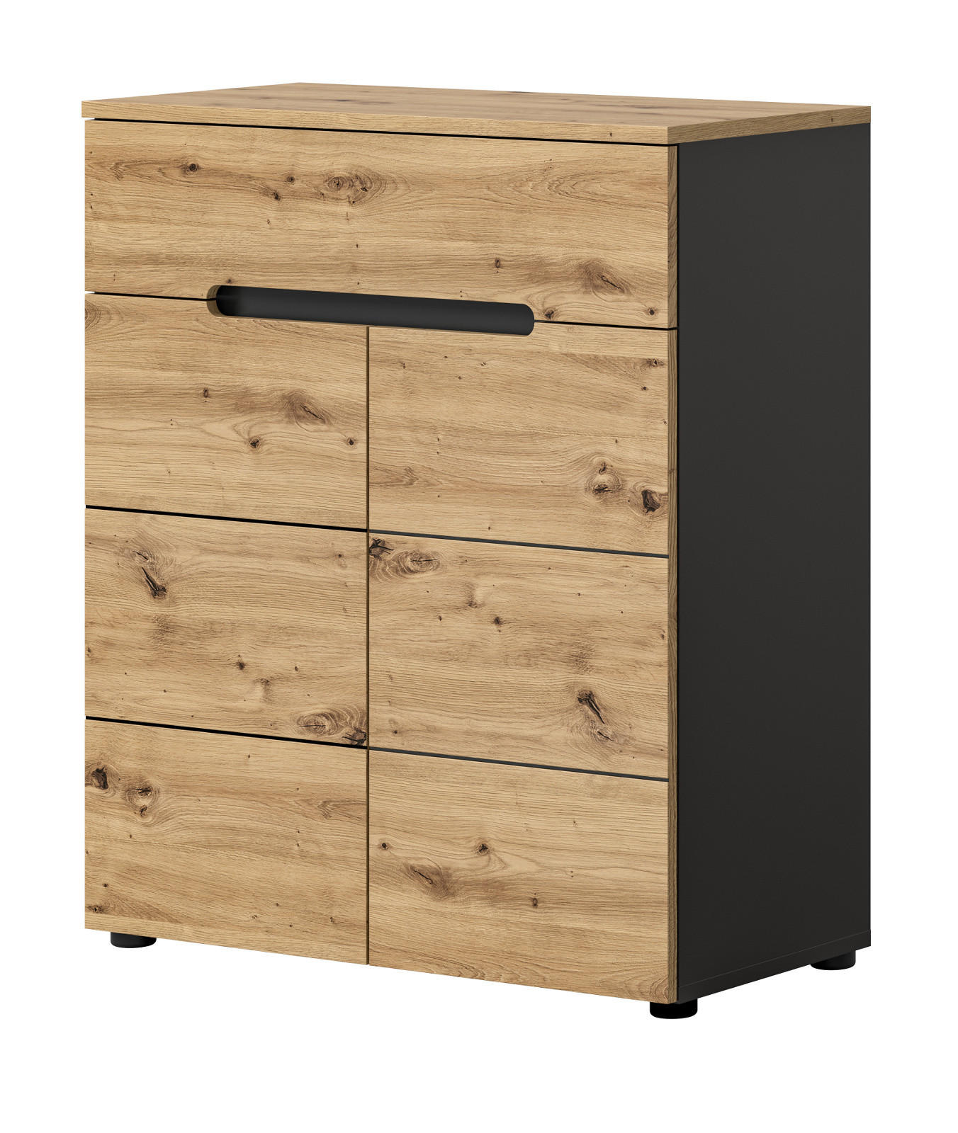 SCHUHSCHRANK Flurkommode Eiche Artisan und grau 80 cm, mit Soft-Close - Schwarz/Eiche Artisan, Holzwerkstoff/Kunststoff (80/94/37cm) - Inn.Furn