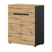 SCHUHSCHRANK Flurkommode Eiche Artisan und grau 80 cm, mit Soft-Close - Schwarz/Eiche Artisan, Holzwerkstoff/Kunststoff (80/94/37cm) - Inn.Furn