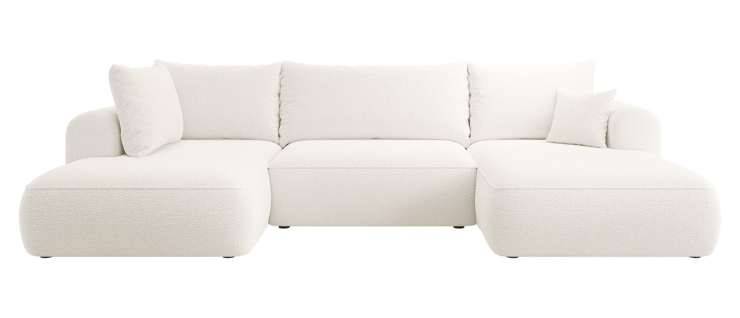 WOHNLANDSCHAFT Ovo Creme Boucle - Creme/Schwarz, Textil (375/95/185cm) - Selsey