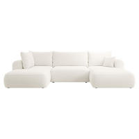 WOHNLANDSCHAFT Ovo Creme Boucle - Creme/Schwarz, Textil (375/95/185cm) - Selsey