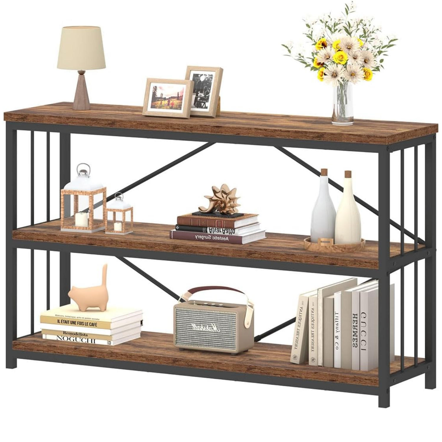 KONSOLENTISCH Metall Holz Industrial Design 140 x 34 x 74 cm - Wildeiche, Holzwerkstoff/Metall (34/140/74cm) - Quality Elegance