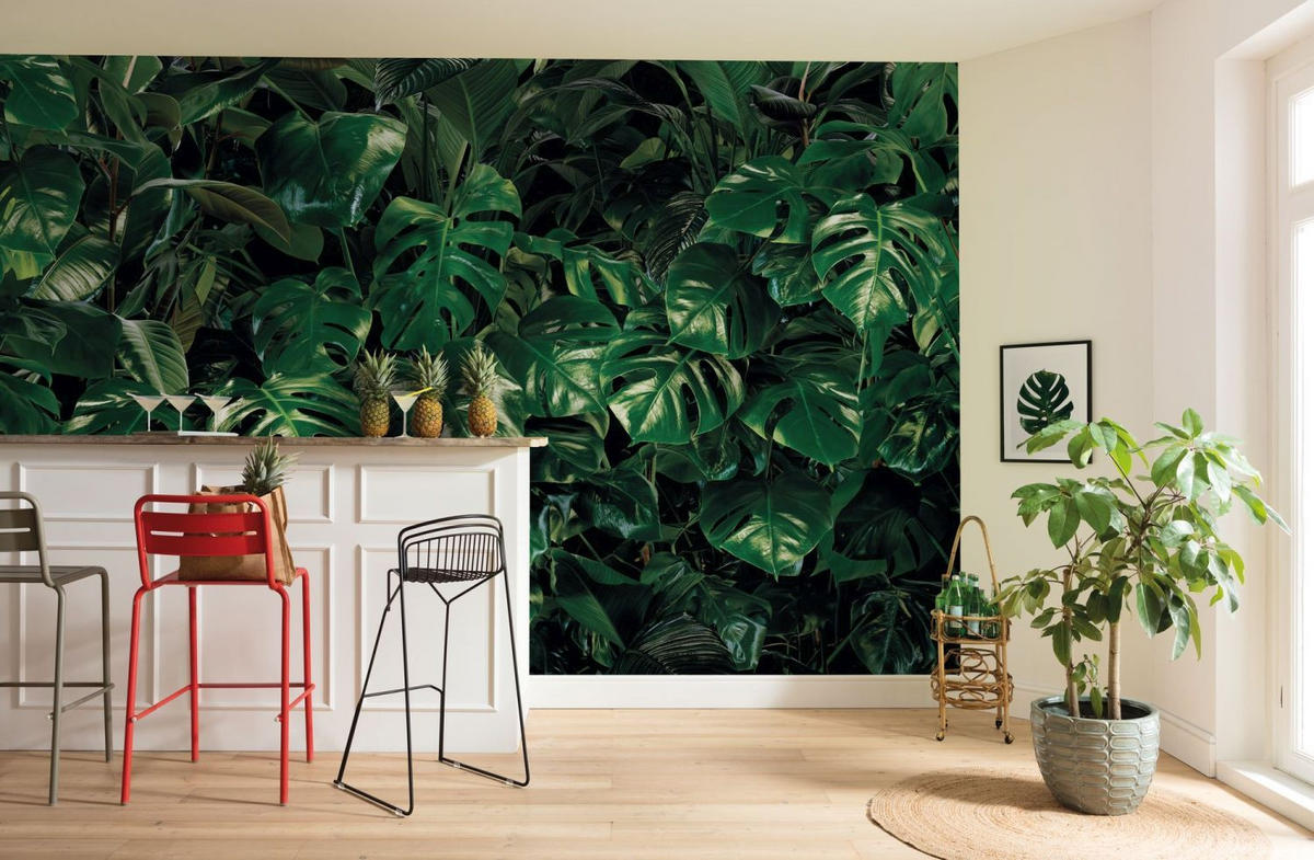 FOTOTAPETE Blätter 400 x 250 cm - Grün, Papier (400/250cm) - Sanders & Sanders
