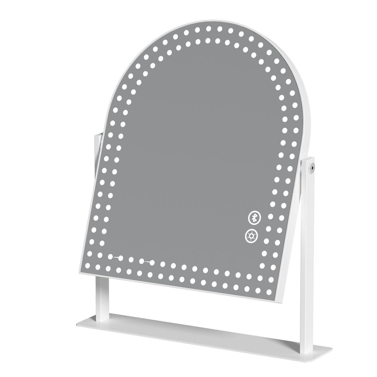 SCHMINKSPIEGEL mit Beleuchtung und Bluetooth Weiß 25/30 cm - Weiß, Metall (25/30/3cm) - VANITII