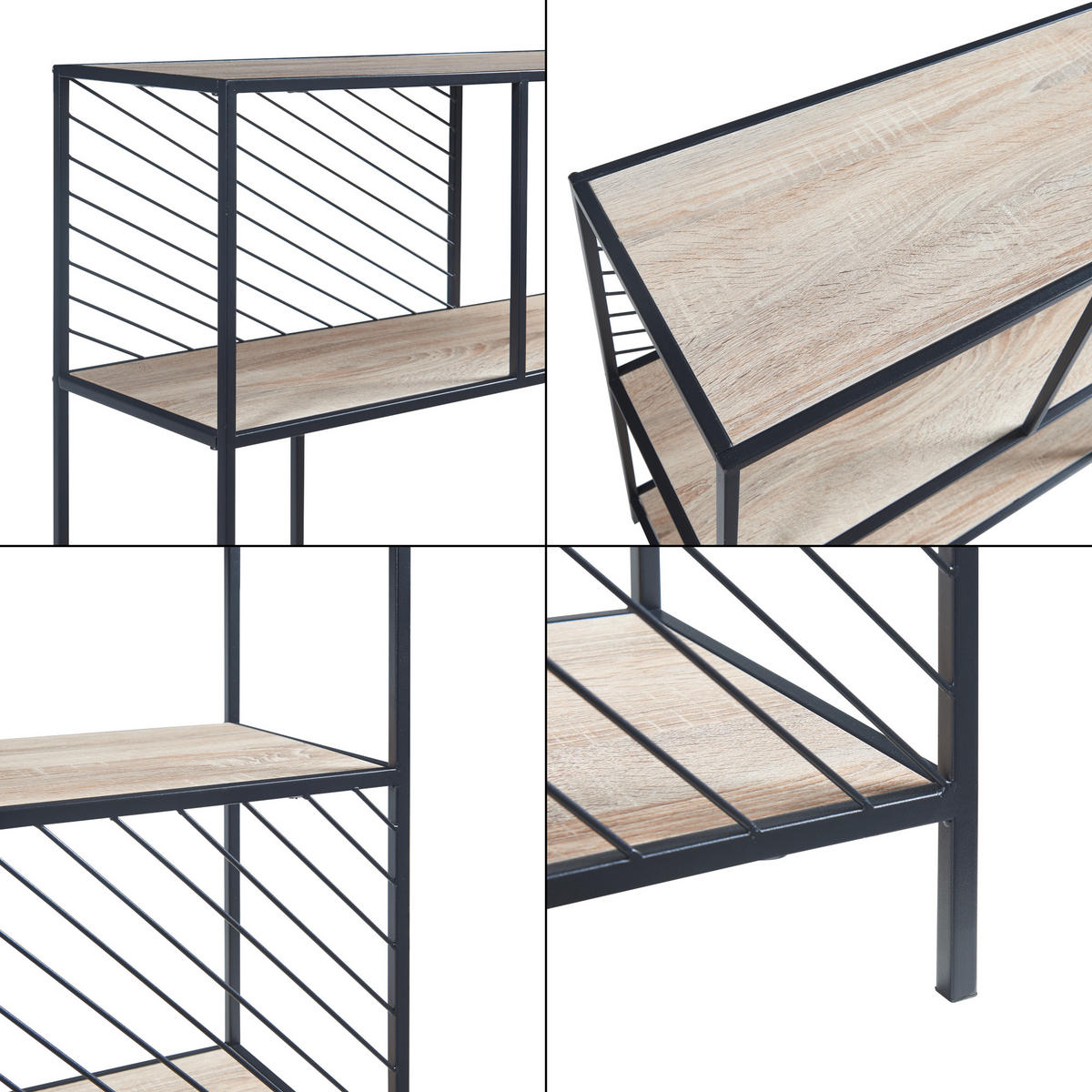 BEISTELLTISCH Övertorneå - Eichefarben/Schwarz, Holzwerkstoff/Metall (100/30/75cm) - [en.casa]
