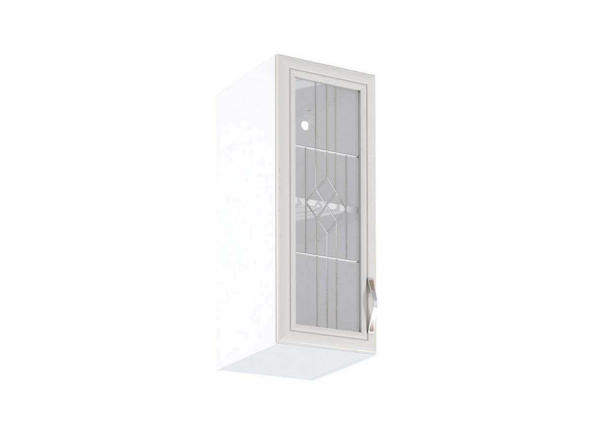 GLASHÄNGESCHRANK G30S – Sycylia Weiß – Weiß / Creme / Links - Creme/Weiß, Glas/Holzwerkstoff (30/72/32cm) - ROYAL24_MARKT