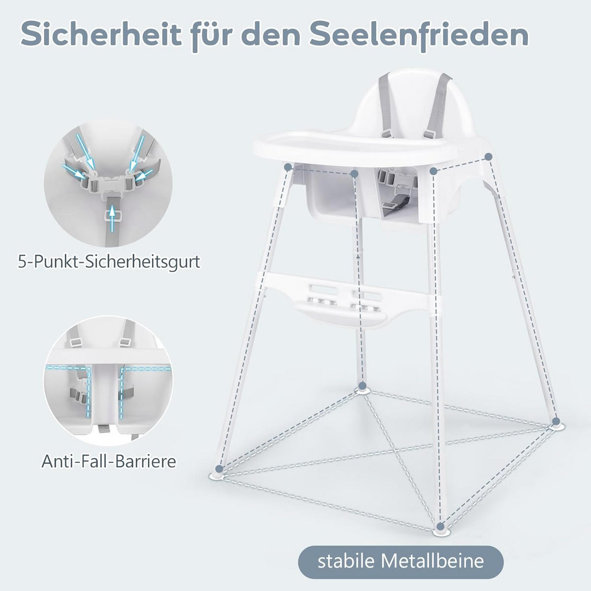 BABYHOCHSTUHL Weiß - Weiß, Kunststoff (61.5/87/66cm) - COSTWAY