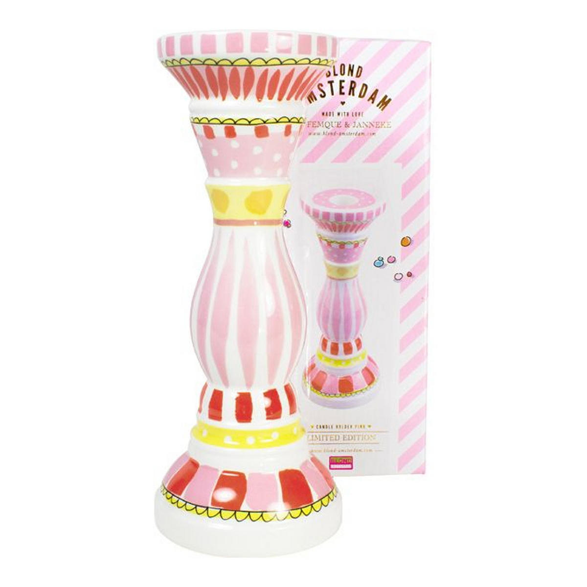 KERZENHALTER Rosa in Rosa - 28cm - Multicolor, Keramik (9.9/28/10.2cm) - Blond Amsterdam