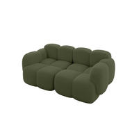 2-SITZER modulares Sofa Miko-S1 214x118x75 cm Grün Bouclé - Smaragdgrün/Schwarz, Holzwerkstoff/Kunststoff (214/75/118cm) - ALTDECOR