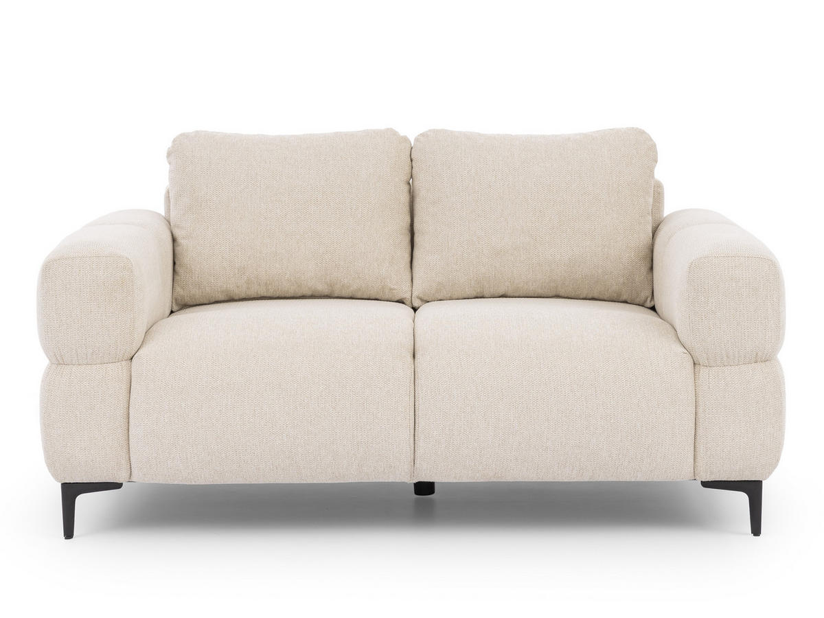 DVOJMIESTNA POHOVKA Cardea v bublinkovom vzhľade z mäkkej svetlobéžovej štruktúrovanej látky - čierna/béžová, kov/drevo (154/80/97cm) - S-Style Möbel