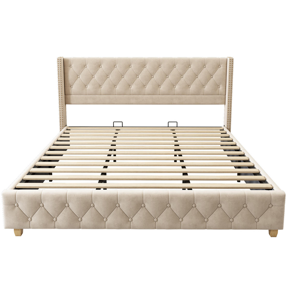 POLSTERBETT mit Lattenrost 180x200 cm Samt Hellbeige - Beige, Metall (180/200cm) - Meubliv