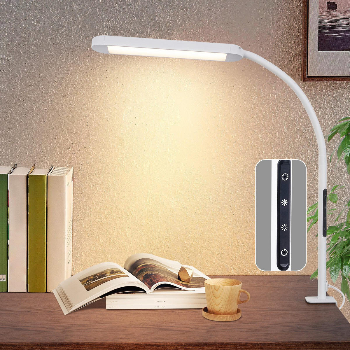 LED stolní lampa Abresch 56,5/51,5/1,9 cm - bílá, kov (56.5/51.5/1.9cm) - Nettlife