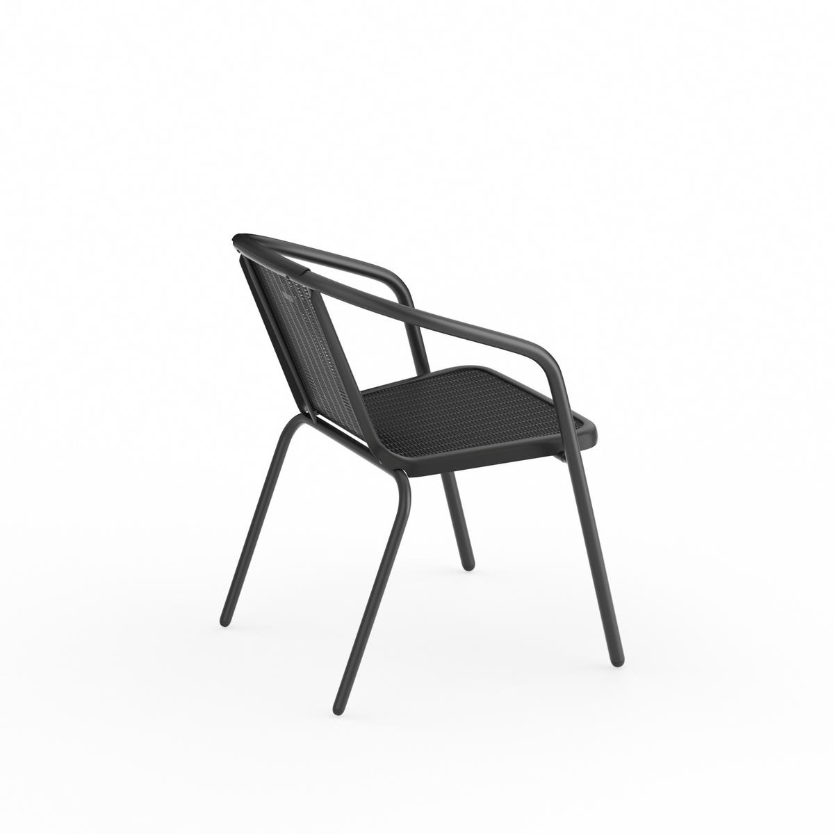 STAPELSTUHL 2er-set(2 Sthüle) aus PE-Rattan Metallgestell in Schwarz für Garten Terrase und Balkon - Schwarz, Metall (42/72/33cm) - Livingandhome