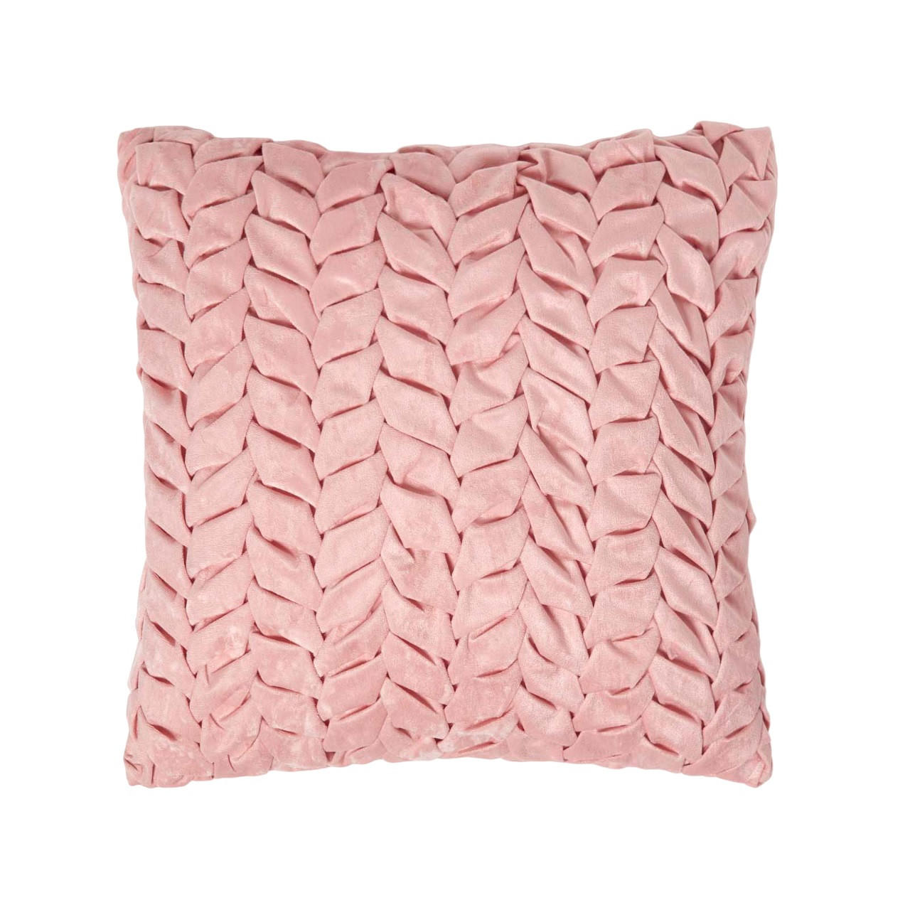 SAMTKISSEN Grace altrosa 45/45 cm plissiert in Flechtoptik - Altrosa, Textil (45/45cm) - Homescapes