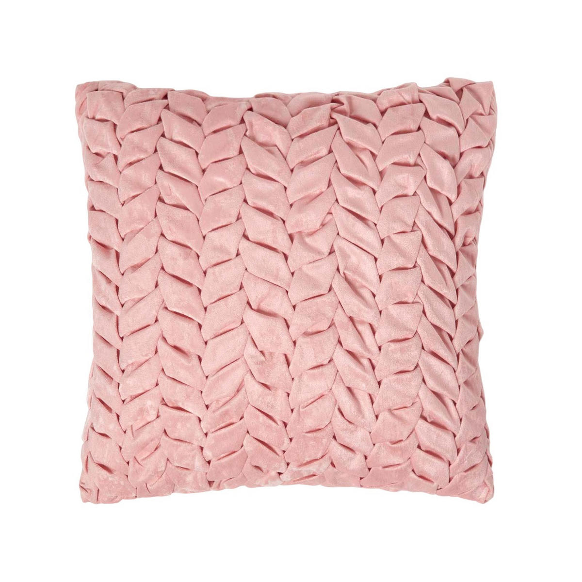 SAMTKISSEN Grace altrosa 45/45 cm plissiert in Flechtoptik - Altrosa, Textil (45/45cm) - Homescapes