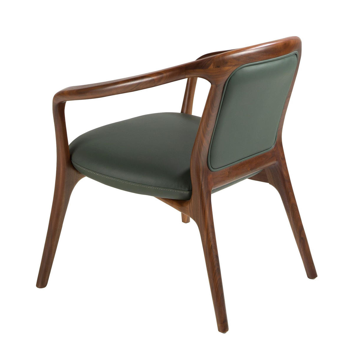 SESSEL aus dunkelgrünem Kunstleder 71/64/72 cm - Dunkelgrün/Nussbaumfarben, Leder/Holz (71/72/64cm) - ANGEL CERDA